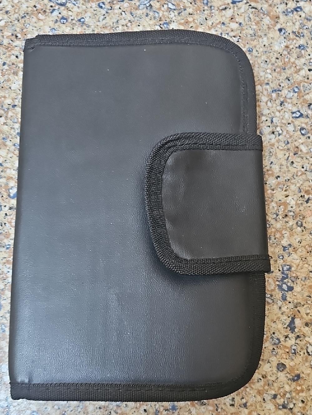 Black Faux Leather Pencil Case Organizer / Travel Art Case